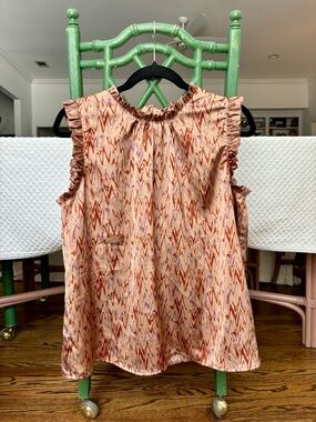 Versona Peach Printed Ruffle-Trim Sleeveless Camisole